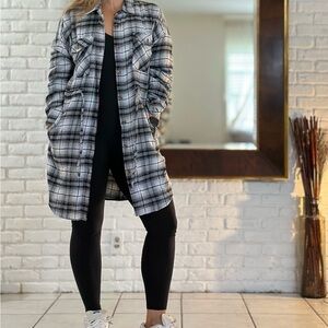 Ci Sono Monochrome Plaid Utility Jacket